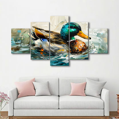 Mallard Duck Portrait Painting, Canvas Art Decor Print, Painting Art, Mixed Panels Canvas Print Wall Art