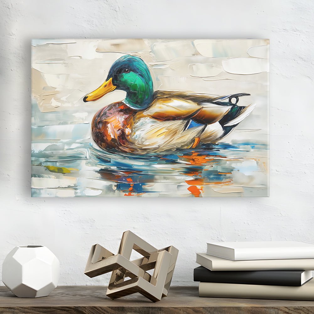 Mallard Duck Painting On the Lake, Canvas Art Decor Print, Painting Art, Canvas Print Wall Art Home Decor