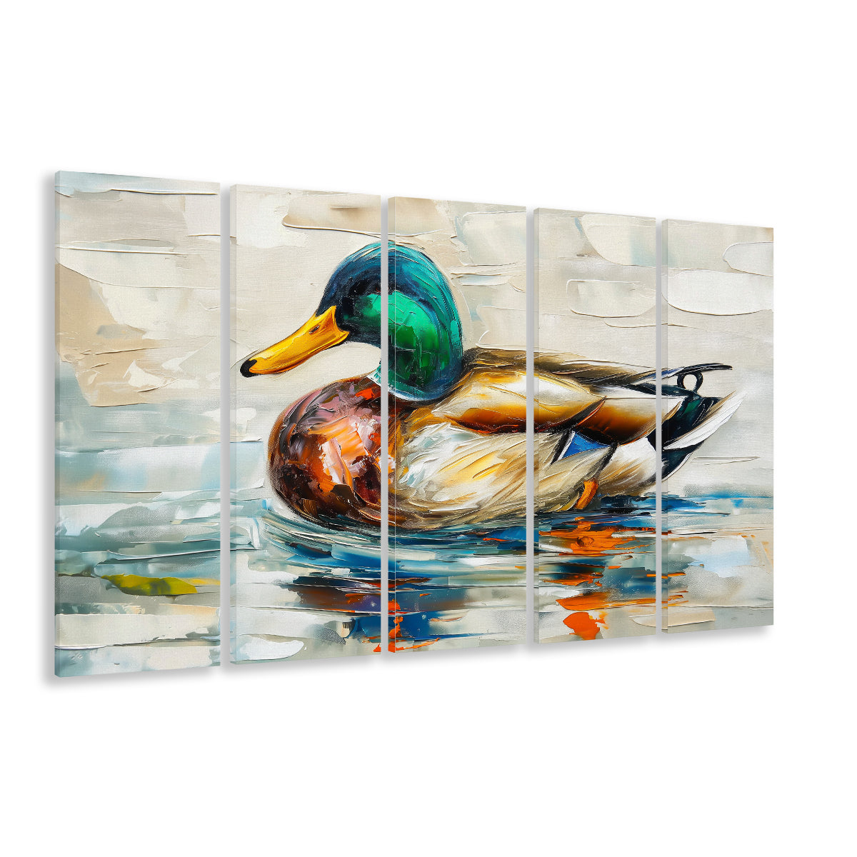 Mallard Duck Painting On the Lake, Canvas Art Print, Painting Art, Multi Panels Canvas Print Wall Art