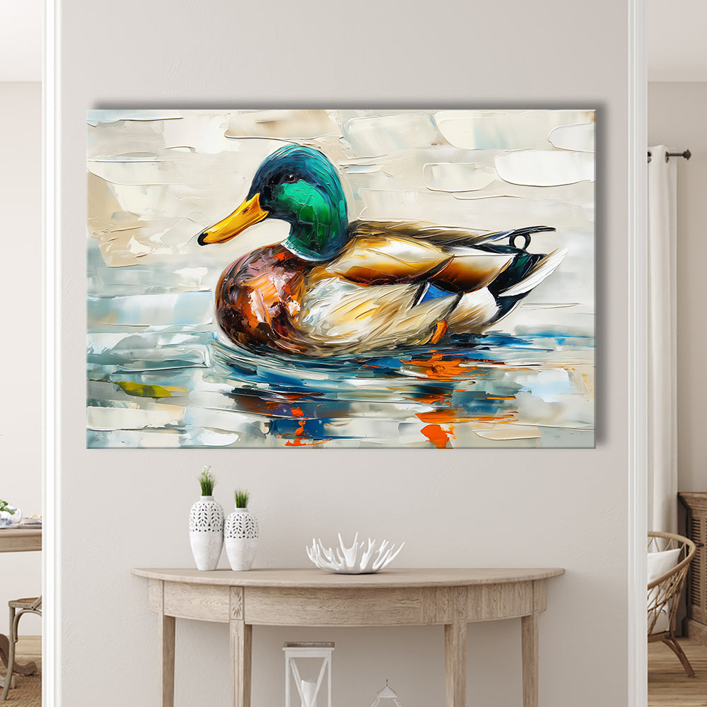 Mallard Duck Painting On the Lake, Canvas Art Decor Print, Painting Art, Canvas Print Wall Art Home Decor