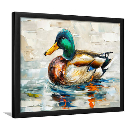 Mallard Duck Painting On the Lake, Framed  Print, Painting Art, Framed Art Print Wall Decor, Framed Picture