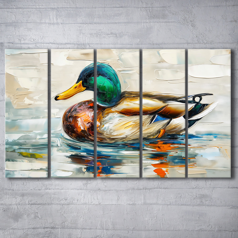 Mallard Duck Painting On the Lake, Canvas Art Print, Painting Art, Multi Panels Canvas Print Wall Art