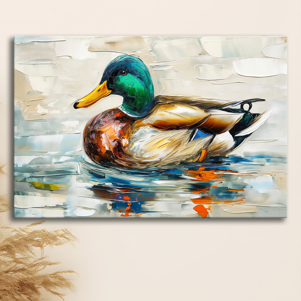 Mallard Duck Painting On the Lake, Canvas Art Decor Print, Painting Art, Canvas Print Wall Art Home Decor