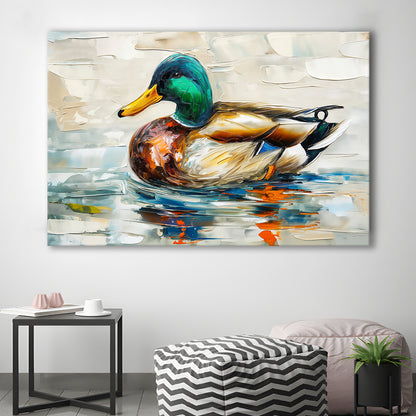 Mallard Duck Painting On the Lake, Canvas Art Decor Print, Painting Art, Canvas Print Wall Art Home Decor