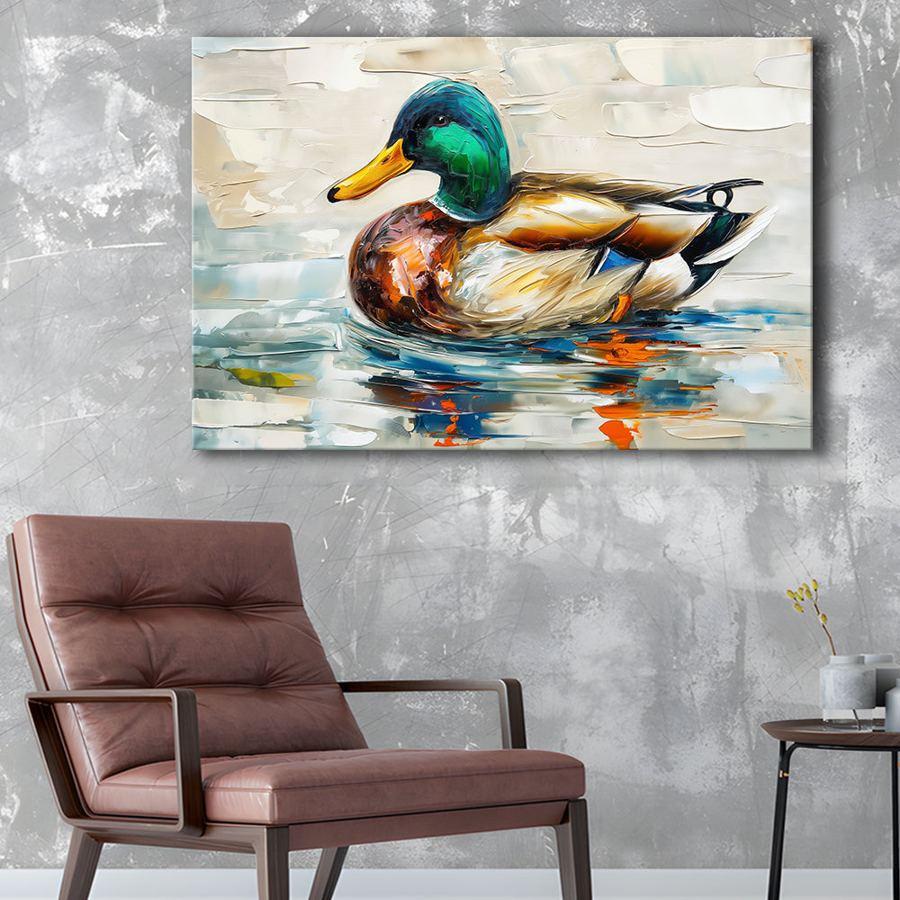 Mallard Duck Painting On the Lake, Canvas Art Decor Print, Painting Art, Canvas Print Wall Art Home Decor