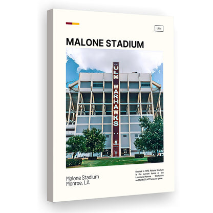 Malone Stadium Print, Louisiana-Monroe Warhawks Stadium Canvas Art, Fan Gifts, Sport Art, Canvas Print Wall Art