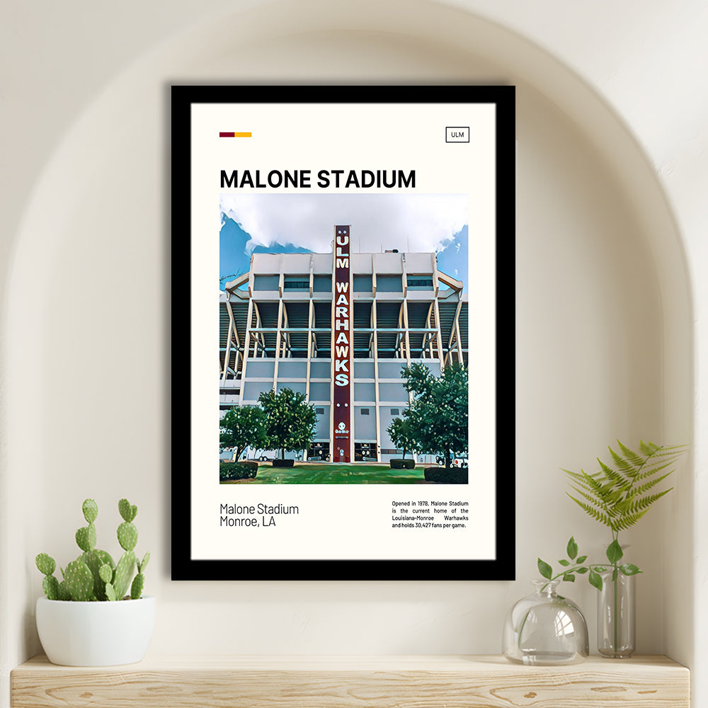 Malone Stadium Print, Louisiana-Monroe Warhawks Stadium Art, Gifts for him, Sport Art, Framed Art Print Wall Decor