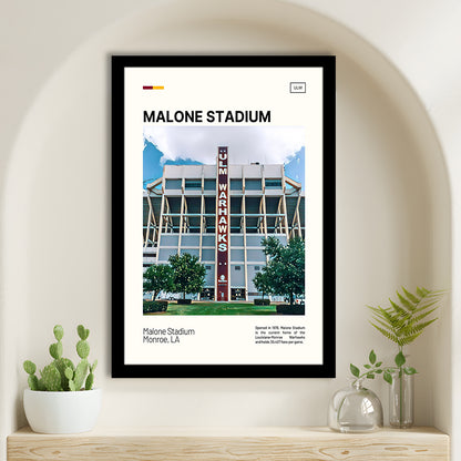 Malone Stadium Print, Louisiana-Monroe Warhawks Stadium Art, Gifts for him, Sport Art, Framed Art Print Wall Decor