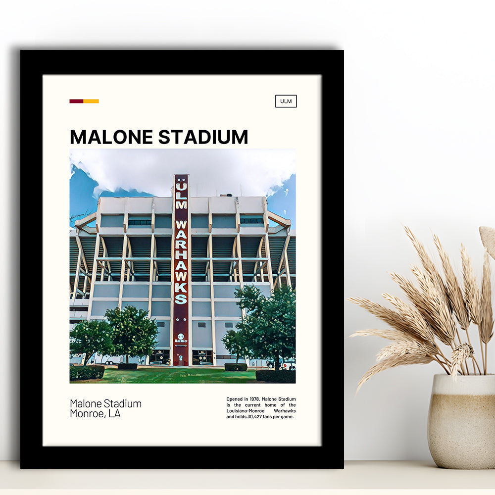 Malone Stadium Print, Louisiana-Monroe Warhawks Stadium Art, Gifts for him, Sport Art, Framed Art Print Wall Decor