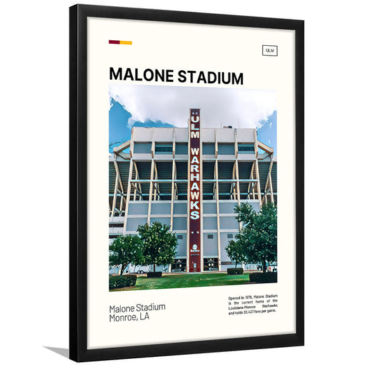 Malone Stadium Print, Louisiana-Monroe Warhawks Stadium Art, Gifts for him, Sport Art, Framed Art Print Wall Decor