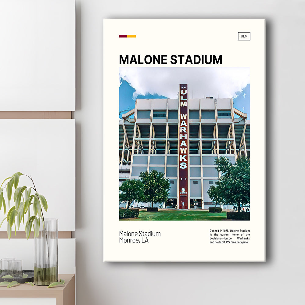 Malone Stadium Print, Louisiana-Monroe Warhawks Stadium Canvas Art, Fan Gifts, Sport Art, Canvas Print Wall Art
