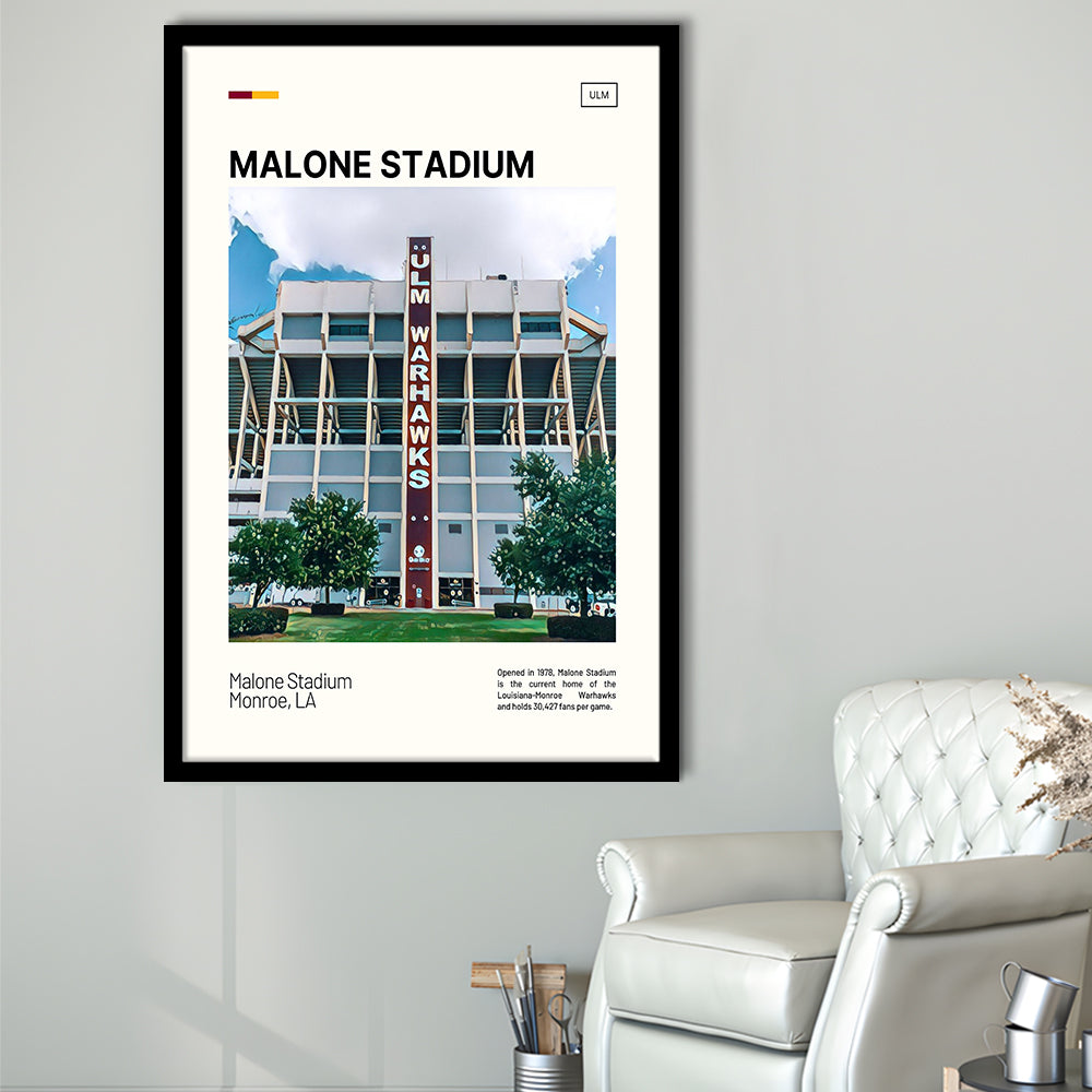 Malone Stadium Print, Louisiana-Monroe Warhawks Stadium Art, Gifts for him, Sport Art, Framed Art Print Wall Decor