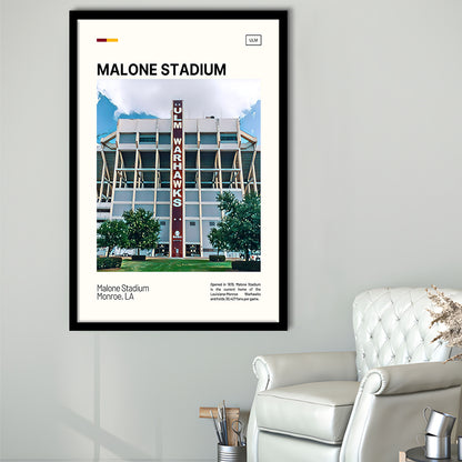 Malone Stadium Print, Louisiana-Monroe Warhawks Stadium Art, Gifts for him, Sport Art, Framed Art Print Wall Decor
