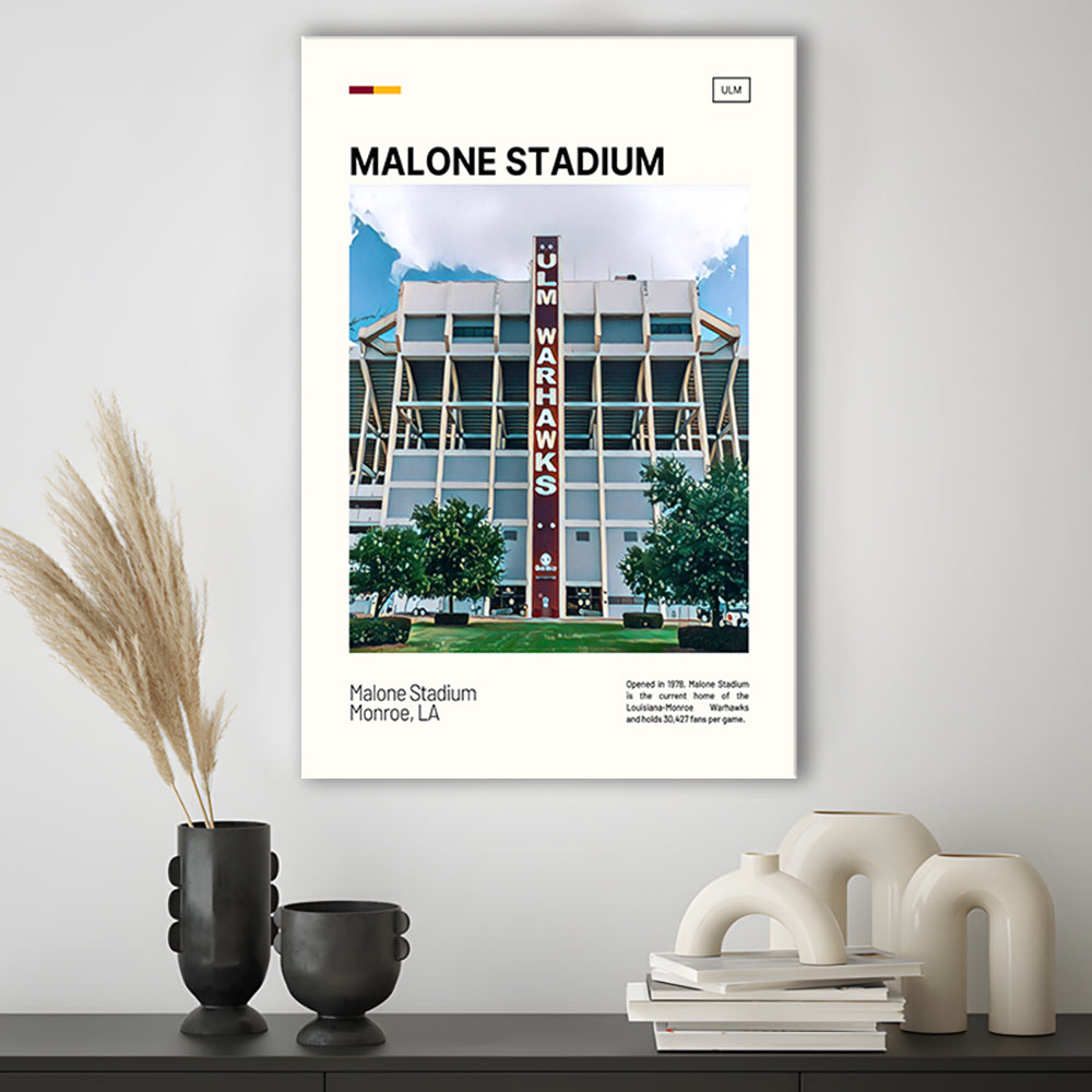 Malone Stadium Print, Louisiana-Monroe Warhawks Stadium Canvas Art, Fan Gifts, Sport Art, Canvas Print Wall Art