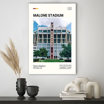 Malone Stadium Print, Louisiana-Monroe Warhawks Stadium Canvas Art, Fan Gifts, Sport Art, Canvas Print Wall Art