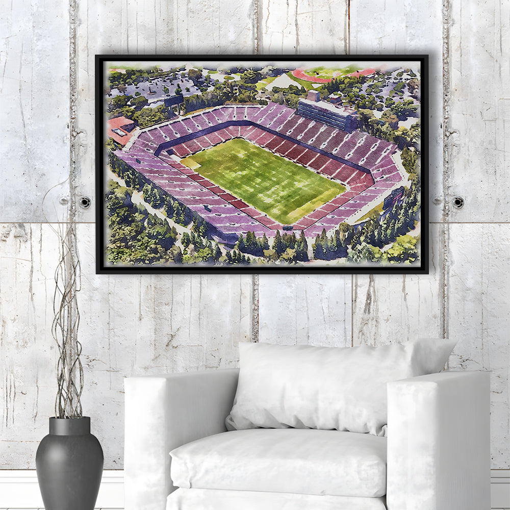 Malone Painting Stadium Watercolor, Monroe Louisiana Watercolor, Sport Gift Art, Framed Canvas Print Wall Art