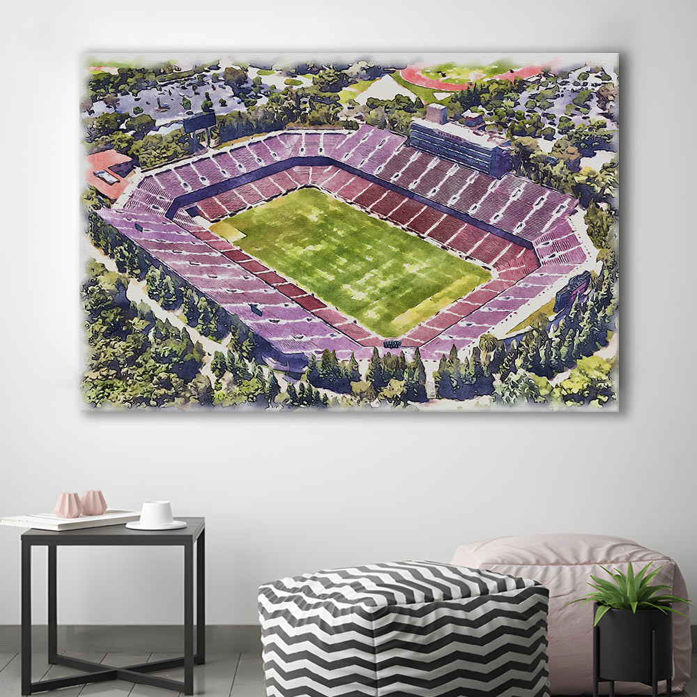 Malone Painting Stadium Watercolor, Monroe Louisiana Watercolor, Sport Art, Gifts for him, Canvas Print Wall Art
