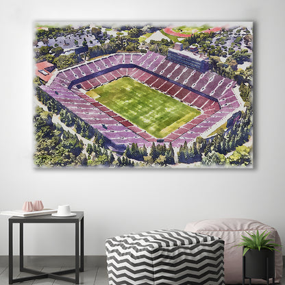 Malone Painting Stadium Watercolor, Monroe Louisiana Watercolor, Sport Art, Gifts for him, Canvas Print Wall Art