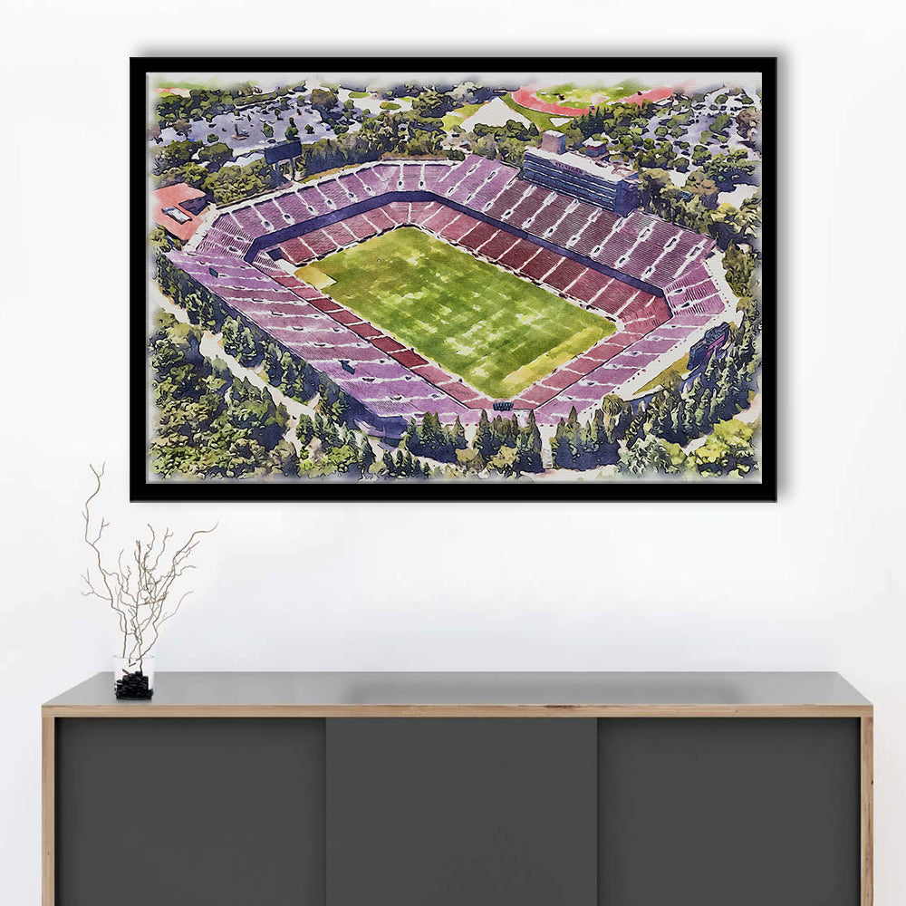 Malone Painting Stadium Watercolor, Monroe Louisiana Watercolor, Sport Gift Art, Framed Art Print Wall Decor