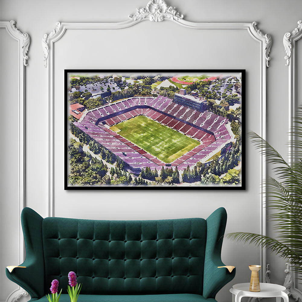 Malone Painting Stadium Watercolor, Monroe Louisiana Watercolor, Sport Gift Art, Framed Art Print Wall Decor