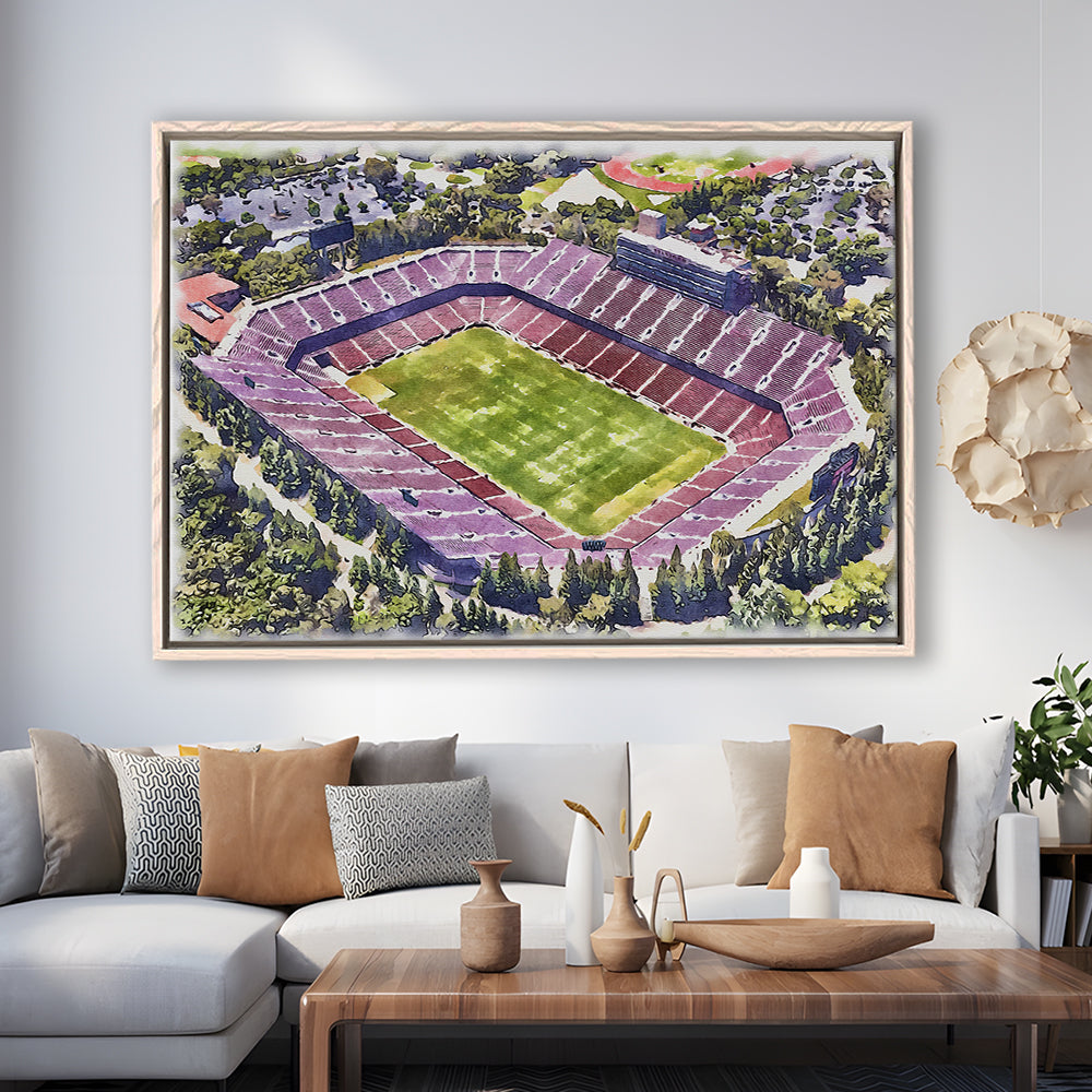Malone Painting Stadium Watercolor, Monroe Louisiana Watercolor, Sport Gift Art, Framed Canvas Print Wall Art