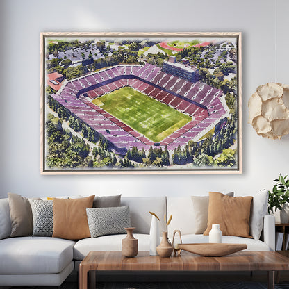 Malone Painting Stadium Watercolor, Monroe Louisiana Watercolor, Sport Gift Art, Framed Canvas Print Wall Art
