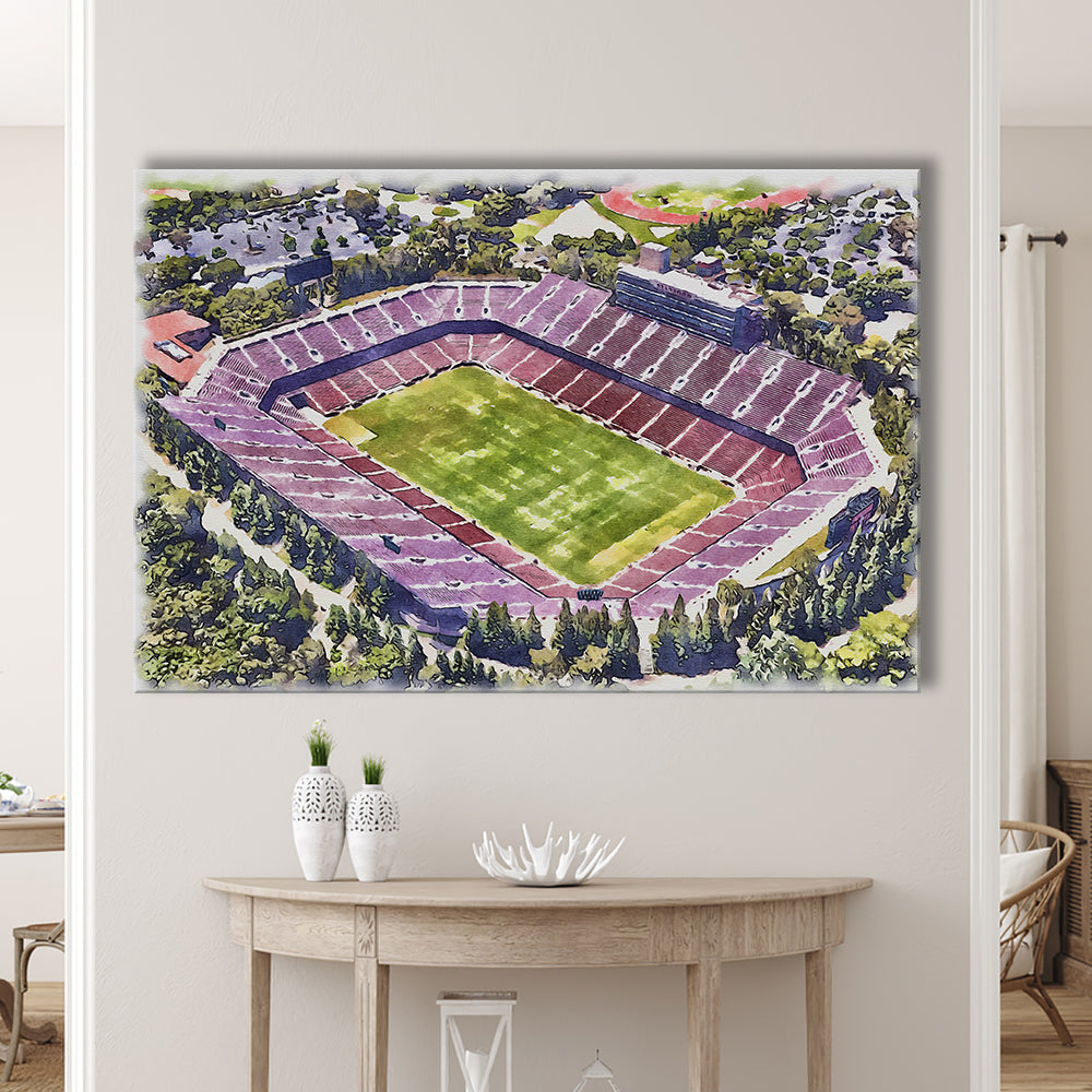 Malone Painting Stadium Watercolor, Monroe Louisiana Watercolor, Sport Art, Gifts for him, Canvas Print Wall Art