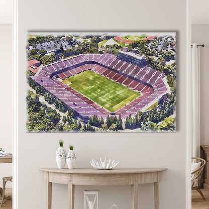 Malone Painting Stadium Watercolor, Monroe Louisiana Watercolor, Sport Art, Gifts for him, Canvas Print Wall Art