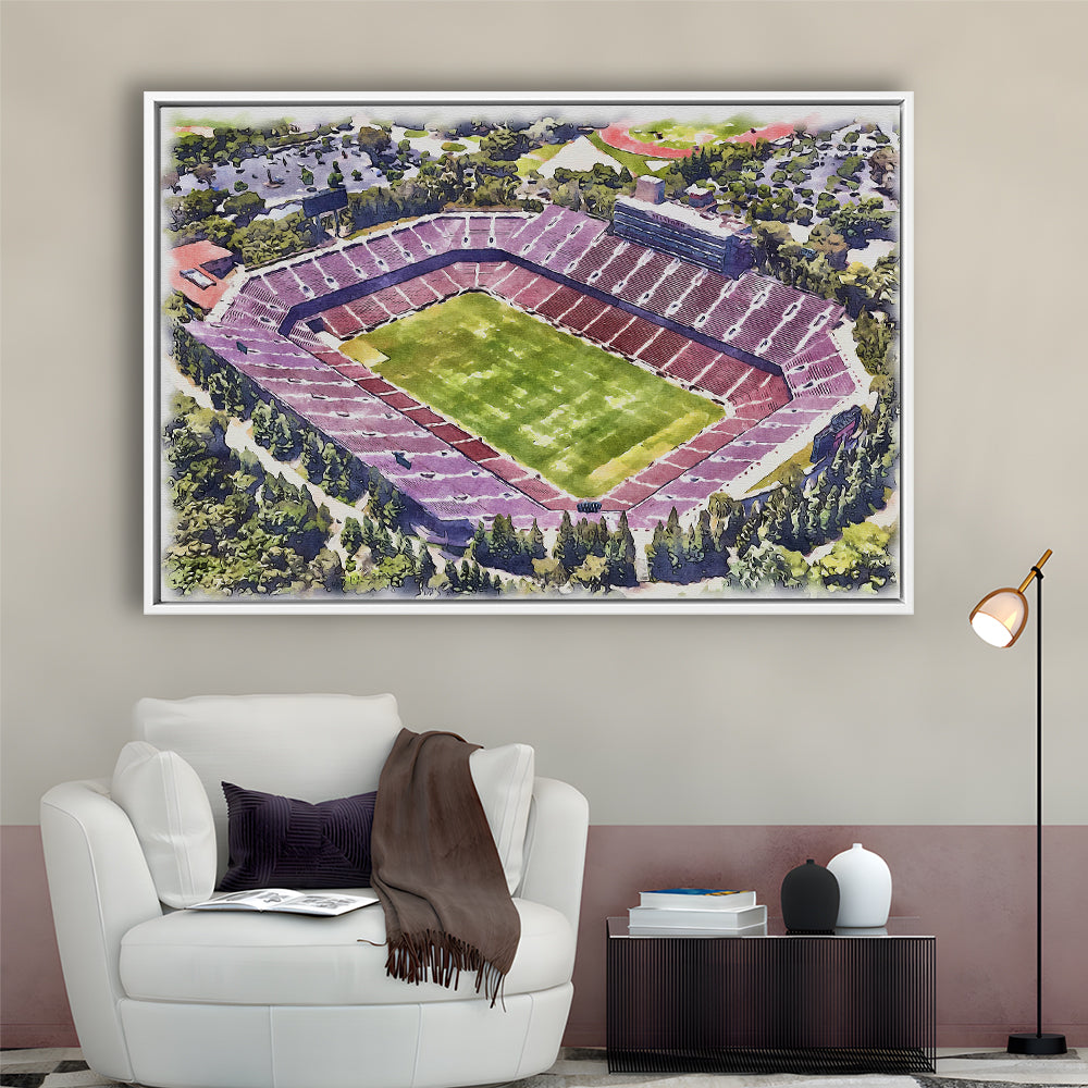 Malone Painting Stadium Watercolor, Monroe Louisiana Watercolor, Sport Gift Art, Framed Canvas Print Wall Art