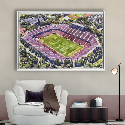 Malone Painting Stadium Watercolor, Monroe Louisiana Watercolor, Sport Gift Art, Framed Canvas Print Wall Art