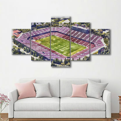 Malone Painting Stadium Watercolor, Monroe Louisiana Watercolor, Sport Art, Mixed 5 Panel, Canvas Print Wall Art