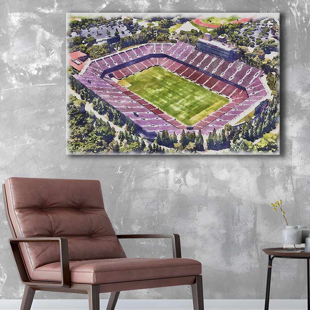 Malone Painting Stadium Watercolor, Monroe Louisiana Watercolor, Sport Art, Gifts for him, Canvas Print Wall Art