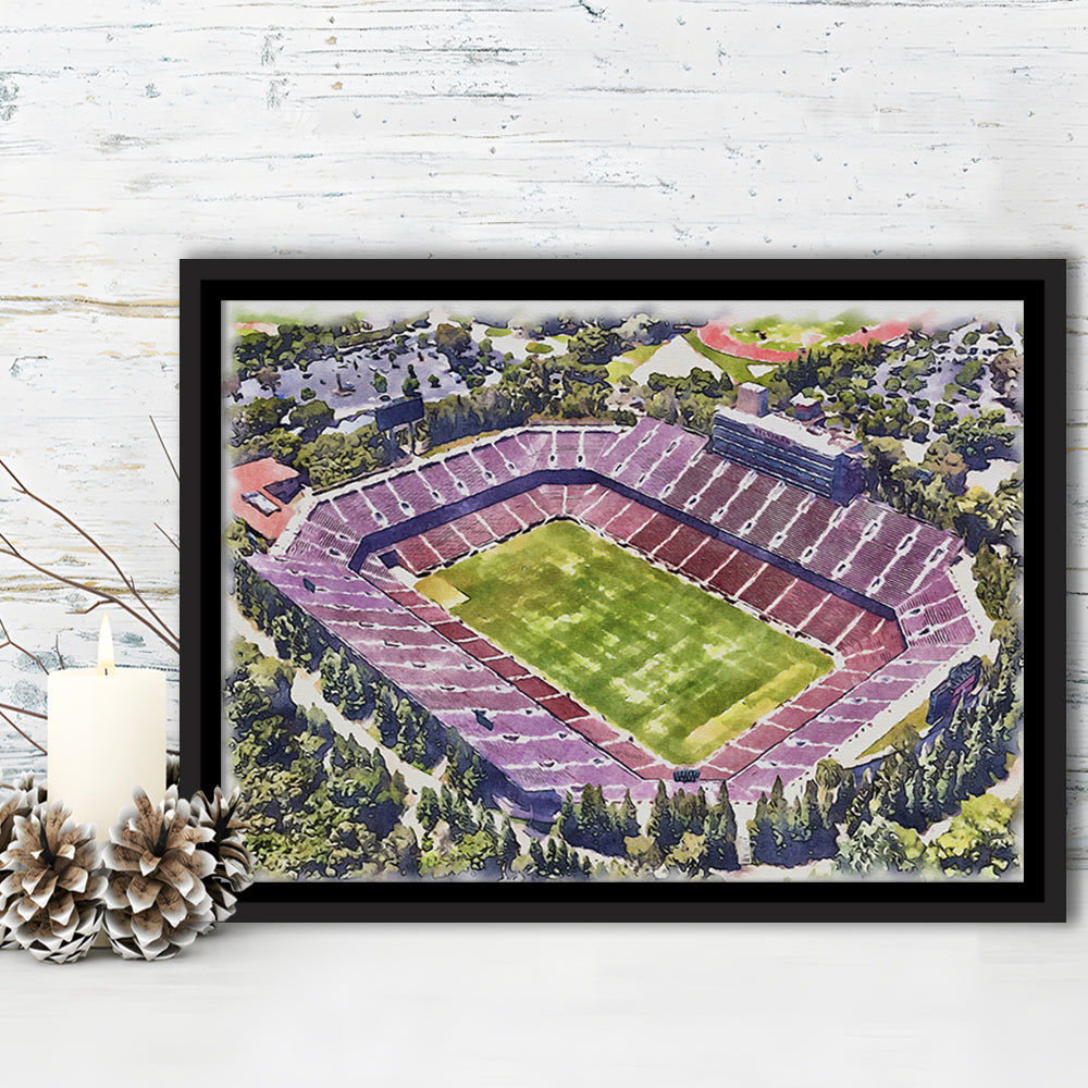 Malone Painting Stadium Watercolor, Monroe Louisiana Watercolor, Sport Gift Art, Framed Canvas Print Wall Art