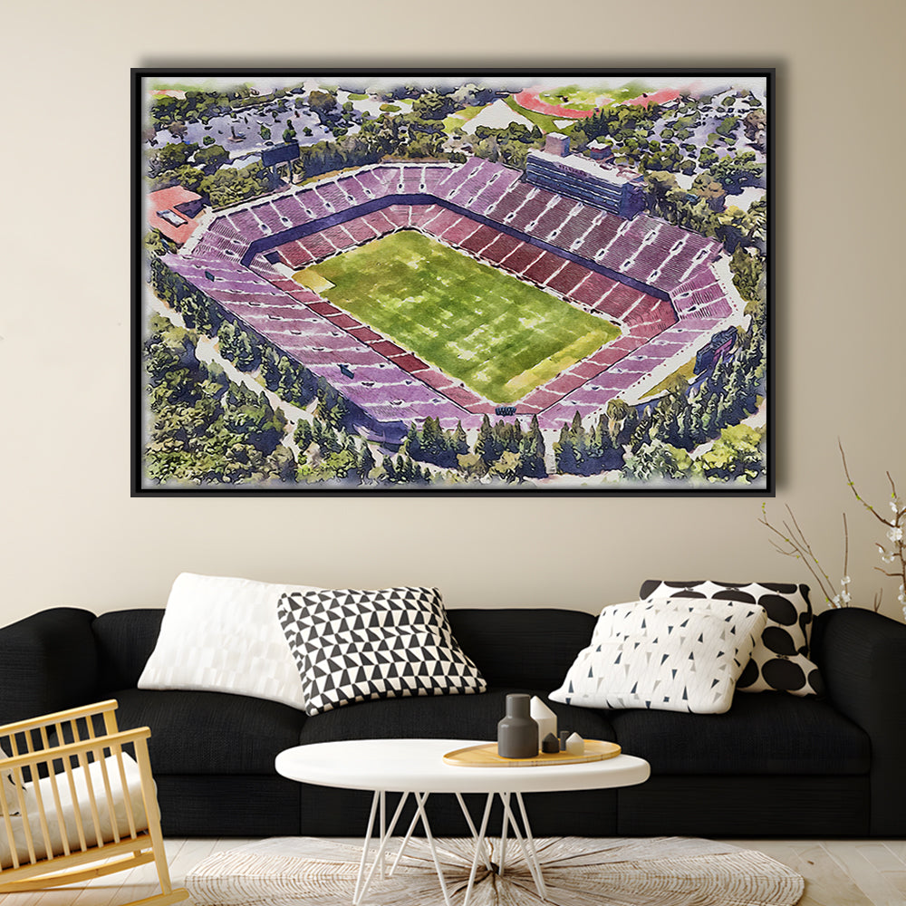 Malone Painting Stadium Watercolor, Monroe Louisiana Watercolor, Sport Gift Art, Framed Canvas Print Wall Art