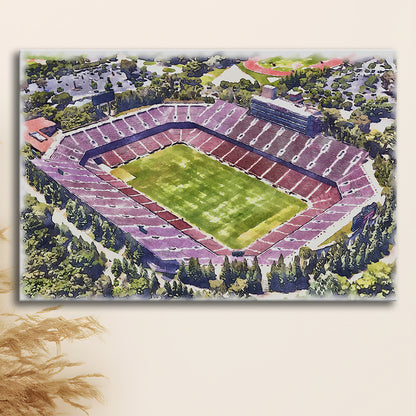 Malone Painting Stadium Watercolor, Monroe Louisiana Watercolor, Sport Art, Gifts for him, Canvas Print Wall Art