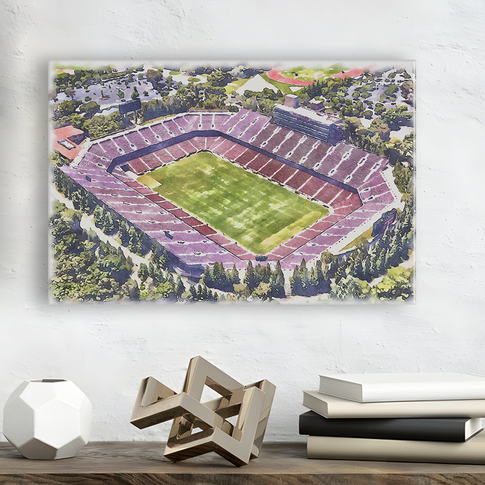 Malone Painting Stadium Watercolor, Monroe Louisiana Watercolor, Sport Art, Gifts for him, Canvas Print Wall Art