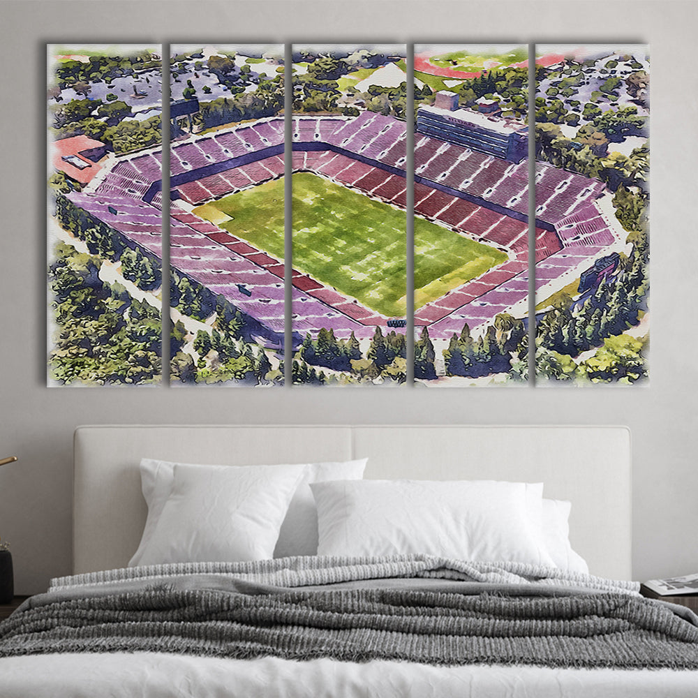 Malone Painting Stadium Watercolor, Monroe Louisiana Watercolor, Sport Art, Extra Large Canvas Print Wall Art