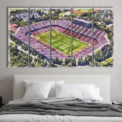 Malone Painting Stadium Watercolor, Monroe Louisiana Watercolor, Sport Art, Extra Large Canvas Print Wall Art