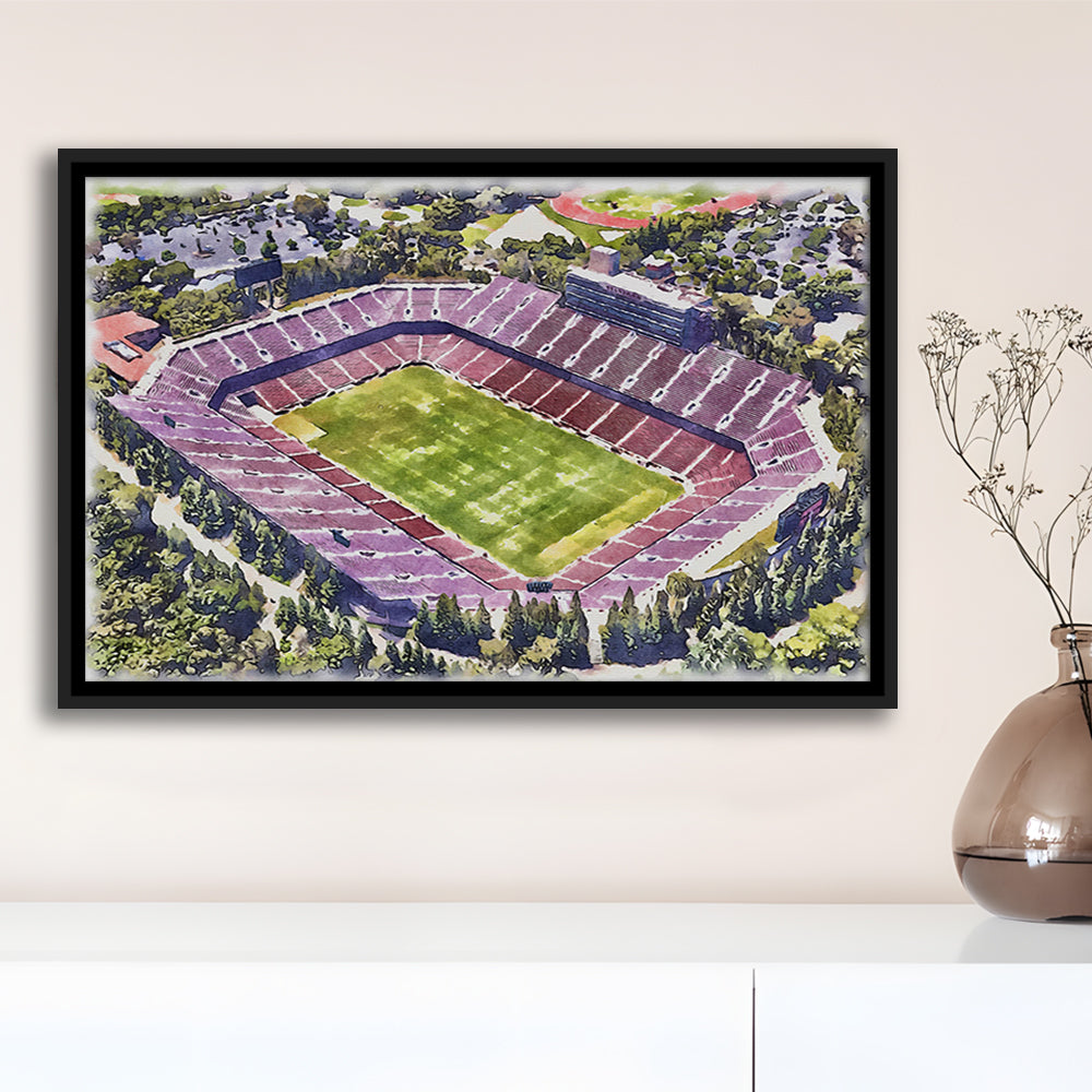 Malone Painting Stadium Watercolor, Monroe Louisiana Watercolor, Sport Gift Art, Framed Canvas Print Wall Art