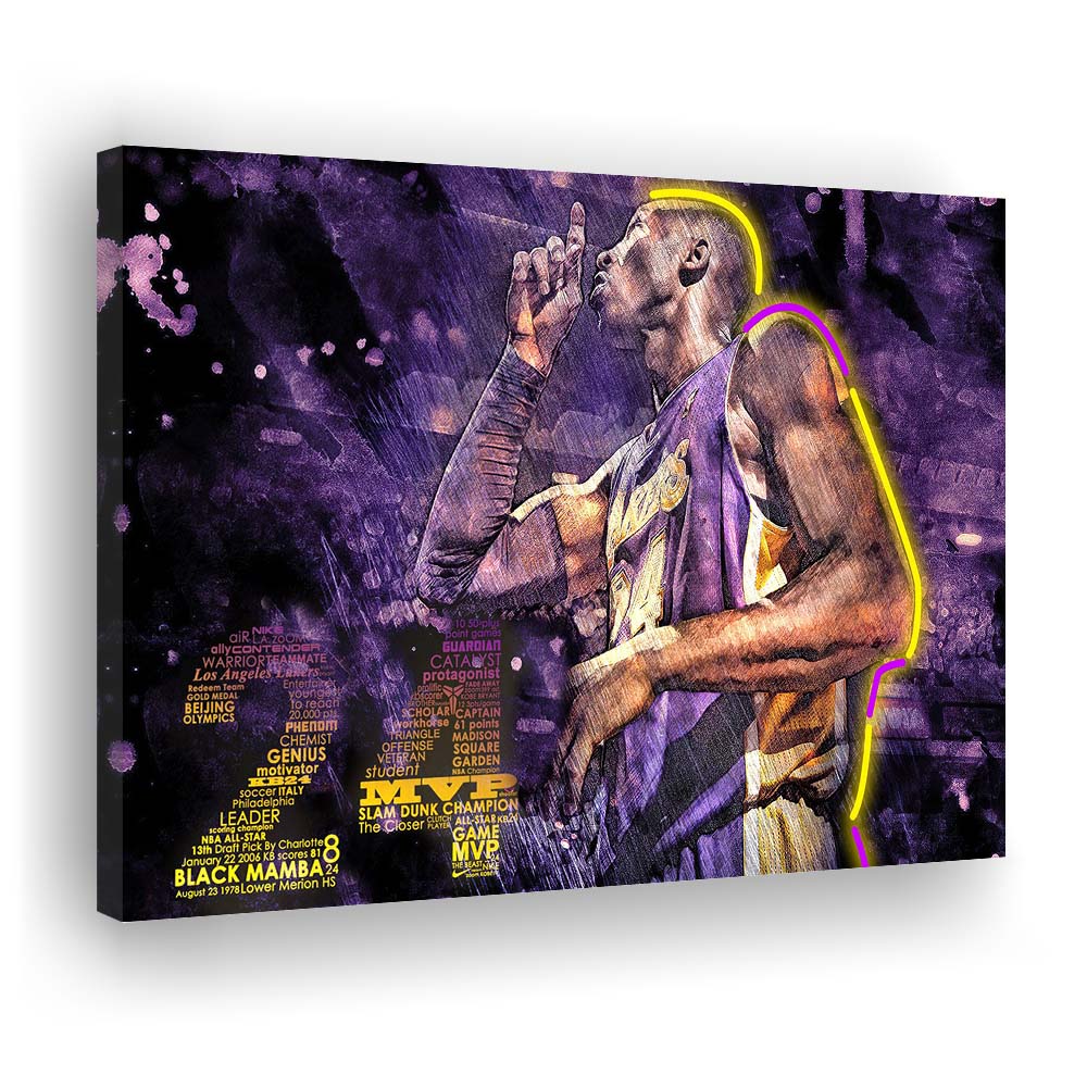 Mamba Mentality #24 Art Print, Canvas Print Wall Art, Wall Decor, Neon Effect Art