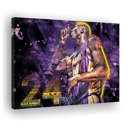 Mamba Mentality #24 Art Print, Canvas Print Wall Art, Wall Decor, Neon Effect Art