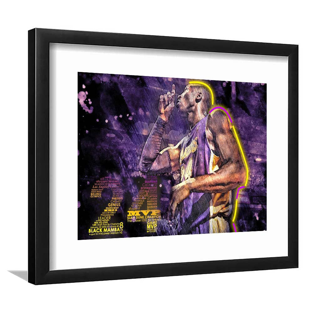 Mamba Mentality #24 Art Print, Framed Art Print Wall Decor, White Border, Framed Picture