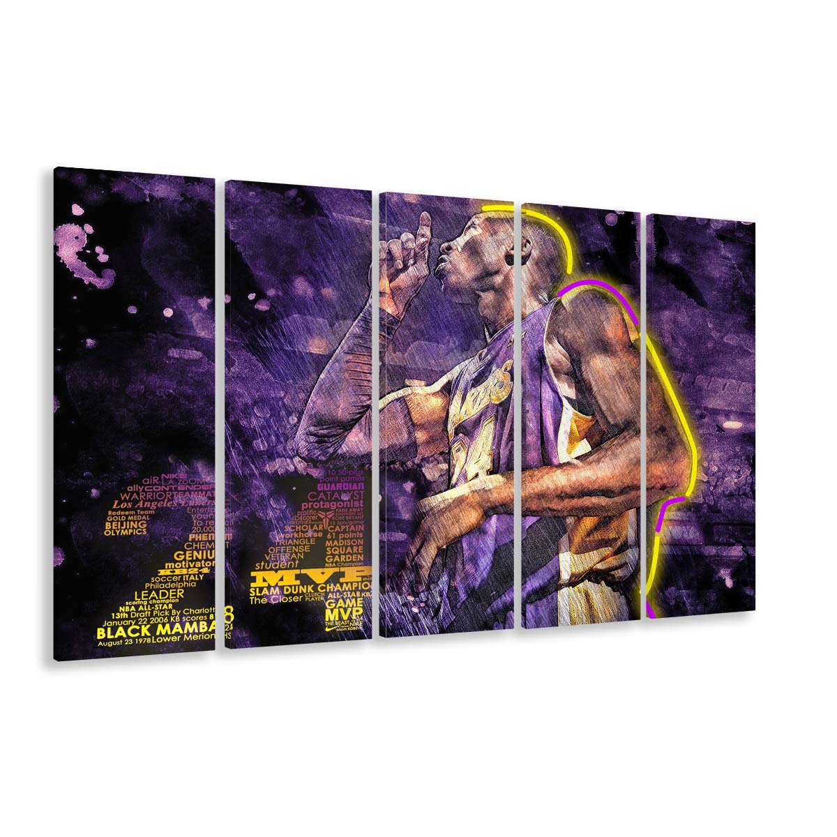 Mamba Mentality #24 Art Print, Extra Large 5 Panels Multi Canvas Print Wall Art, Home Decor