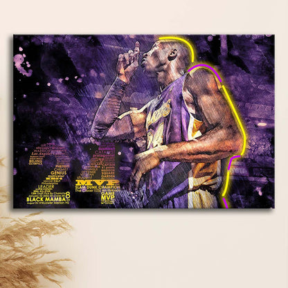 Mamba Mentality #24 Art Print, Canvas Print Wall Art, Wall Decor, Neon Effect Art