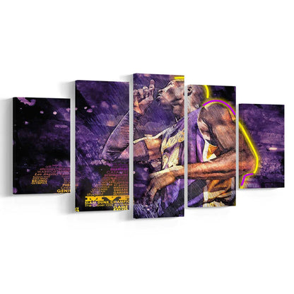 Mamba Mentality #24 Art Print, 5 Panel Mixed Canvas Print Wall Art, Home Decor, Neon Canvas