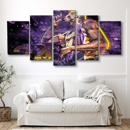 Mamba Mentality #24 Art Print, 5 Panel Mixed Canvas Print Wall Art, Home Decor, Neon Canvas