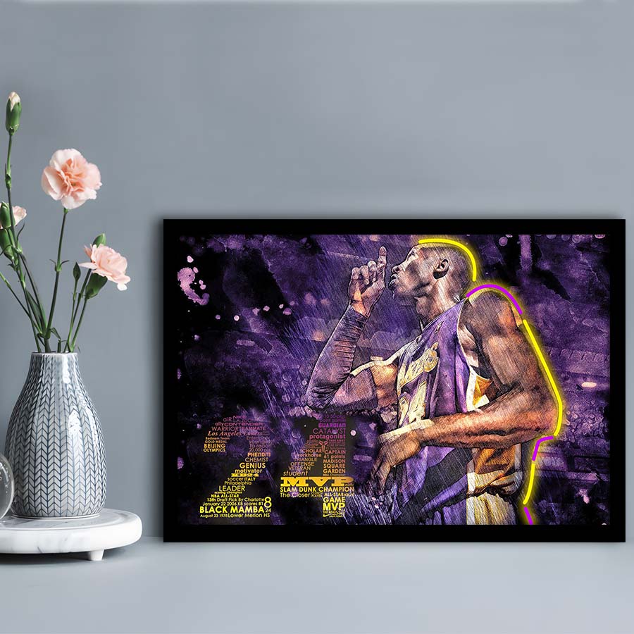Mamba Mentality #24 Art Print, Framed Art Print Wall Decor, Neon Art Print, Picture Framed
