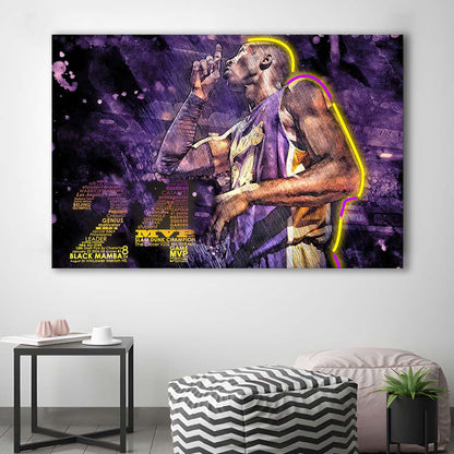 Mamba Mentality #24 Art Print, Canvas Print Wall Art, Wall Decor, Neon Effect Art