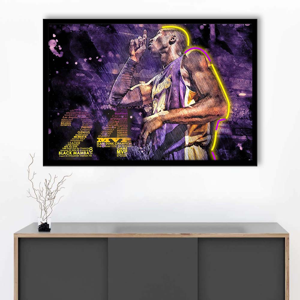 Mamba Mentality #24 Art Print, Framed Art Print Wall Decor, Neon Art Print, Picture Framed