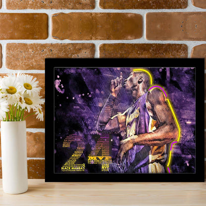 Mamba Mentality #24 Art Print, Framed Art Print Wall Decor, Neon Art Print, Picture Framed